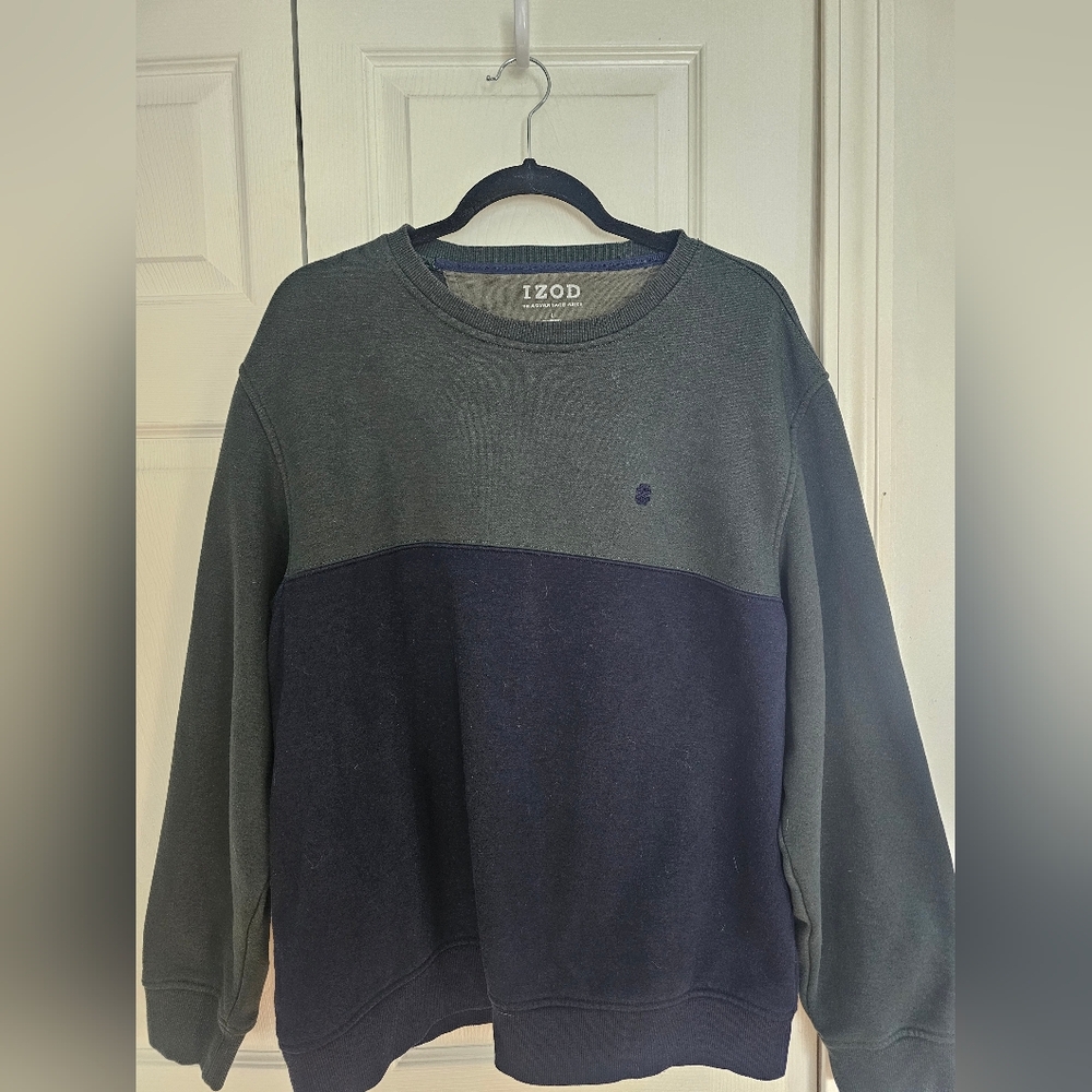 Izod Men's Two-Tone Crewneck Pullover Advantage Fleece Sz L